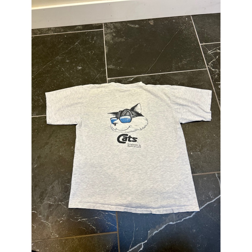 Vintage Ray-Ban Cats Sunglasses Bausch & Lomb T-Shirt Gray XL Made in USA 90s